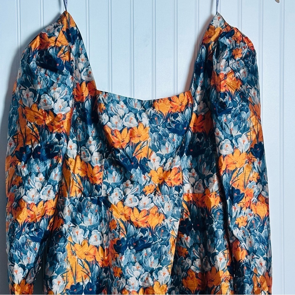 Anthropologie FLOR ET.AL Constance Floral Midi Dress Long Sleeve  SZ 12 - Picture 6 of 14